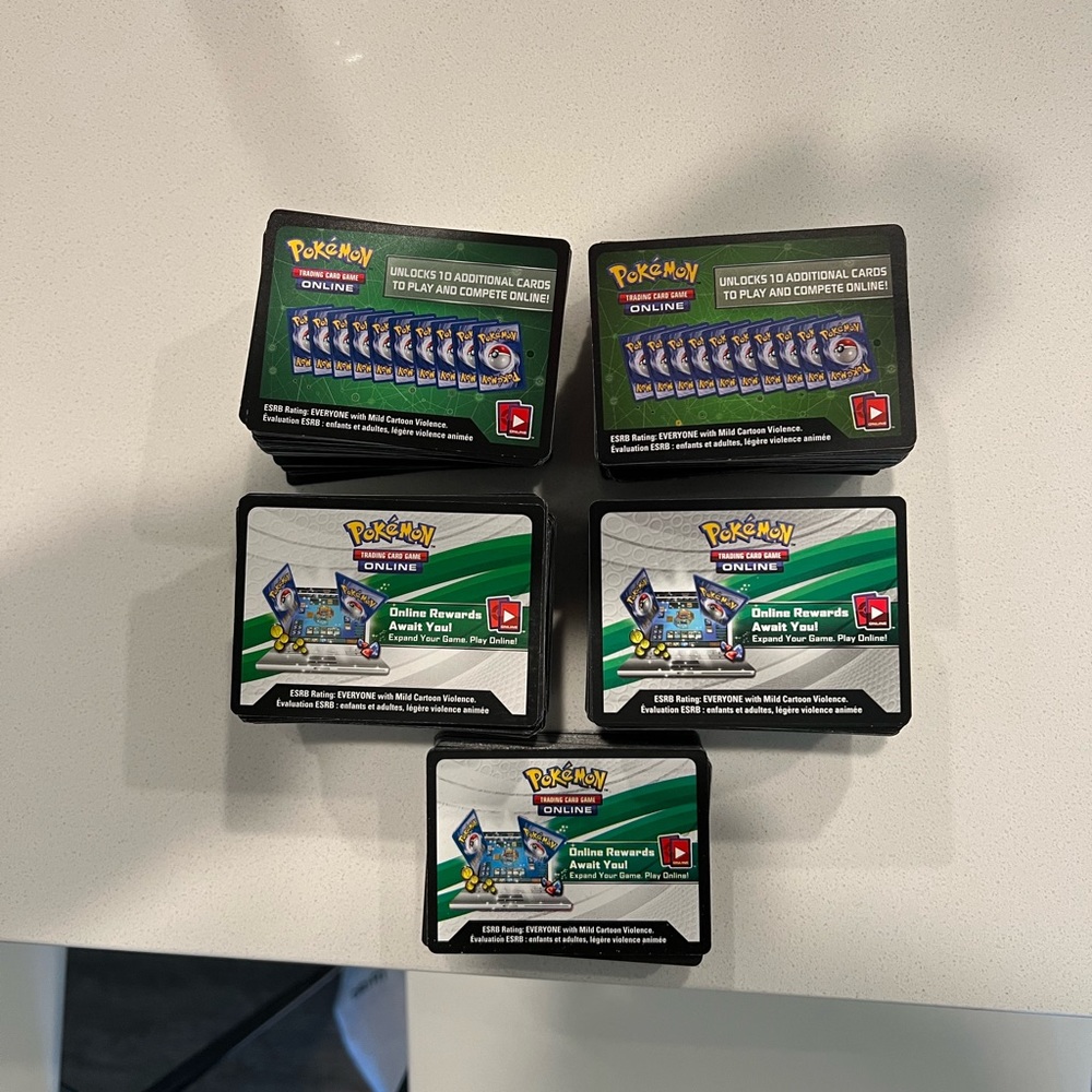 TCG Pokemon Code Cards, unused from various sets (870 total)